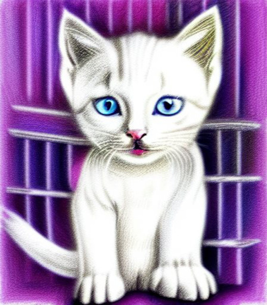 White Kitten Print