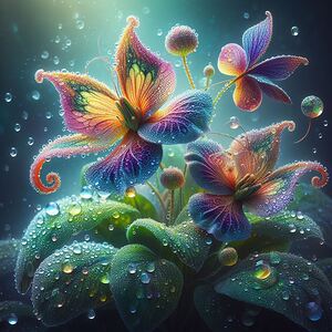 Exotic orchids in a tropical greenhouse