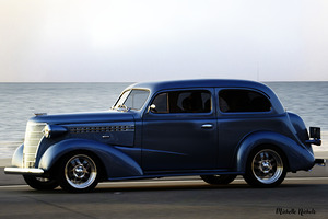 Royal Blue Classic Car on the Beach