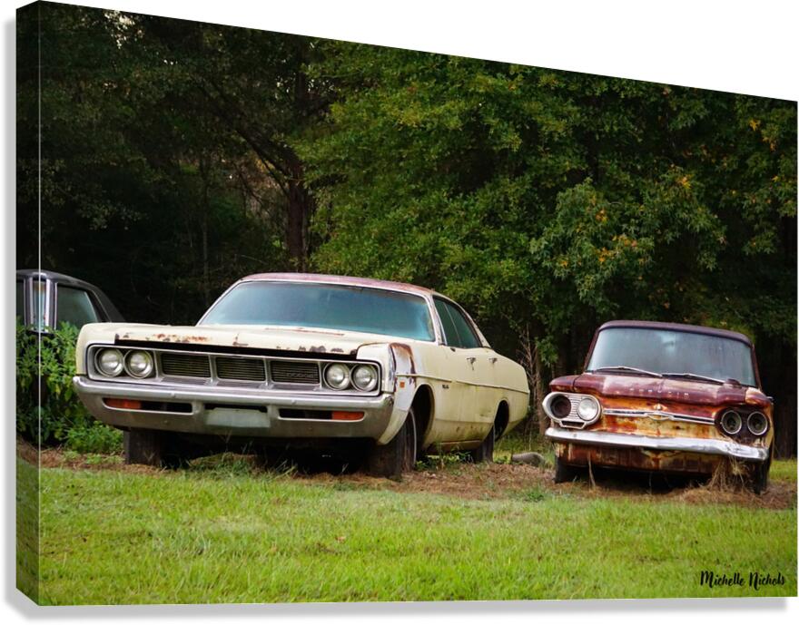 Old Cars in a Field Canvas Print