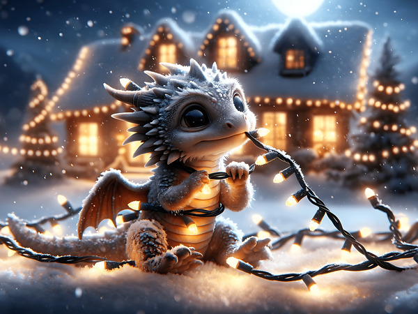 Winter Whimsy Dragon Print