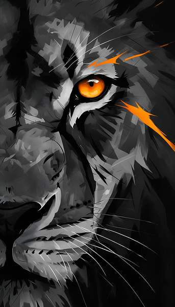 Intense Close Up Of A Fierce Lion s Face Print