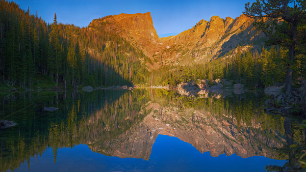 Dream Lake in Golden Early Morning Light 8 ft. x 14 ft Wall Mural by John Freeman