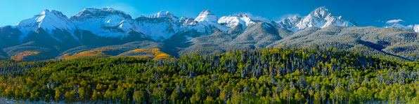 Autumn Sunrise at Mt. Sneffels -- 8 x 32 ft. Wall Mural by John Freeman