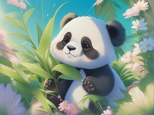 An animestyle digital illustration a baby panda 11 Print