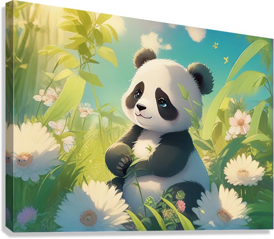 An animestyle digital illustration a baby panda 8 Canvas Print