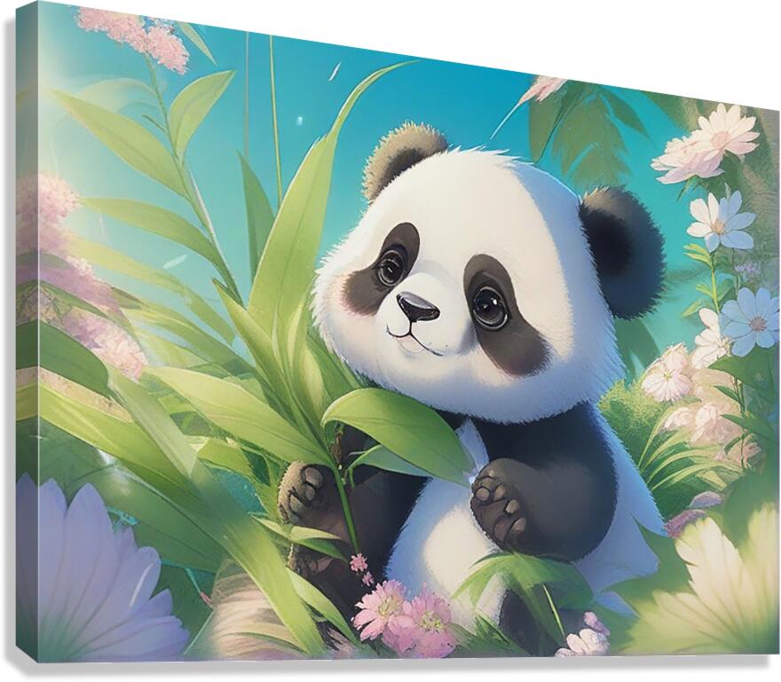 An animestyle digital illustration a baby panda 11 Canvas Print