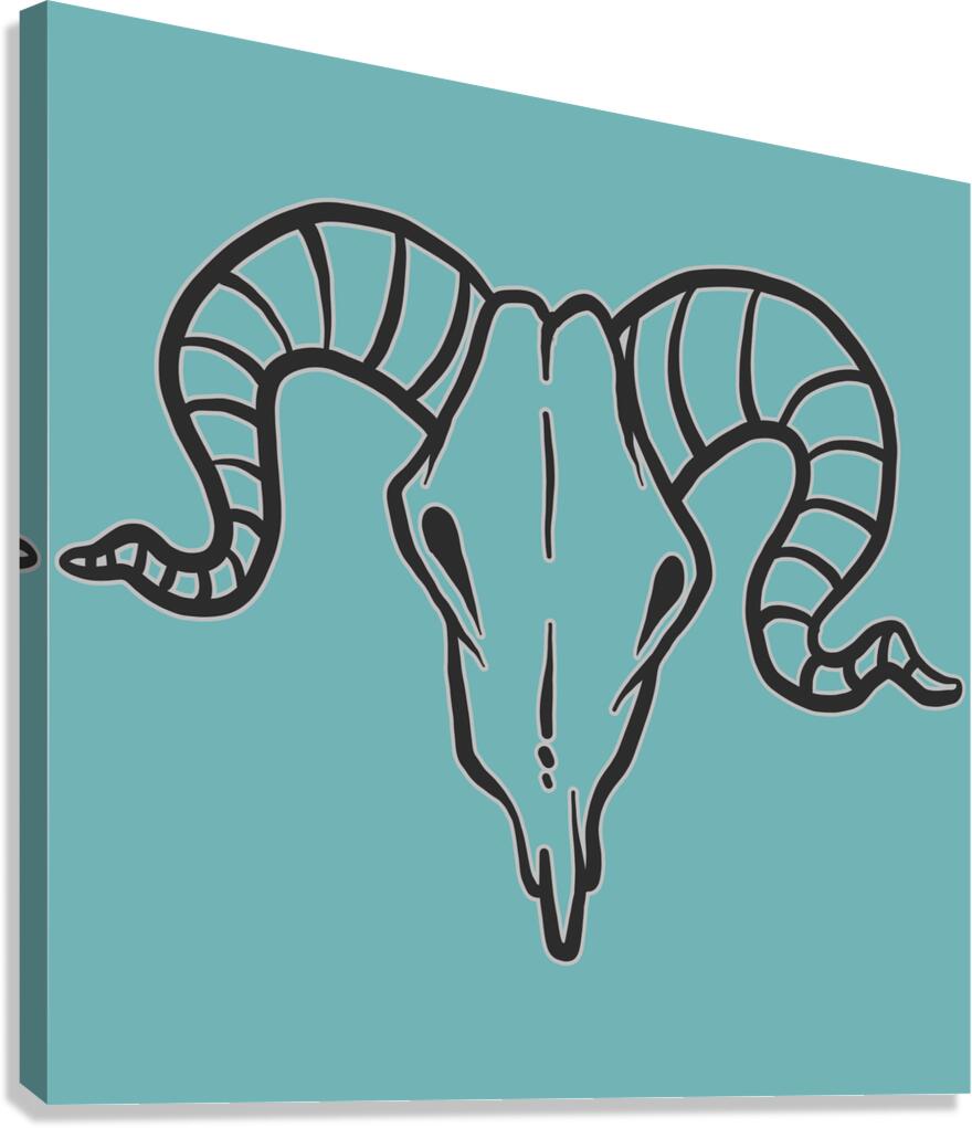 Goat skull head black Canvas Print