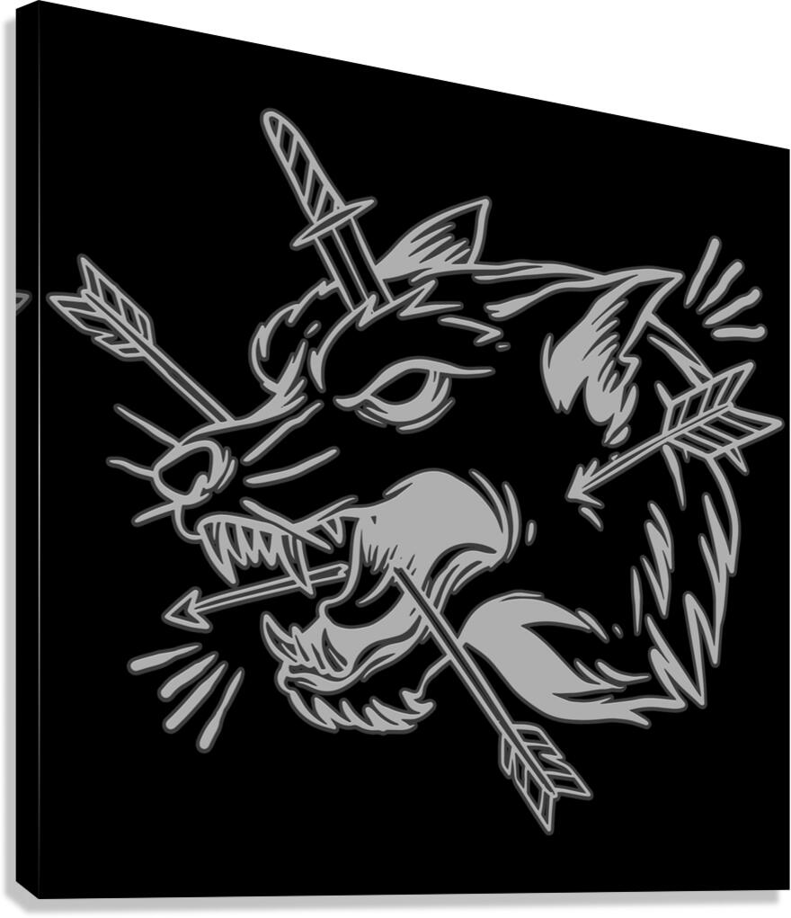 Wolf hand drawing illustration white Canvas Print