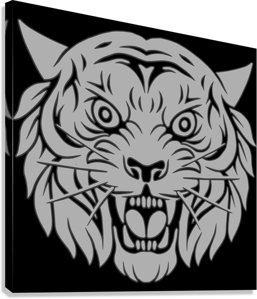 head tiger illustration white Canvas Print