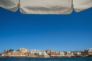 Buildings along the harbour; Chania, Crete, Greece