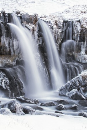 The lower portion of the waterfall, Guggafoss in Southern Iceland; Iceland