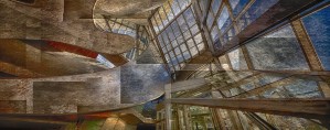 Abstract of architectual expression, structural design, texture overlay; Edmonton, Alberta, Canada