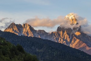 Mount Ushba, Caucasus Mountains, Zemo Svaneti National Park; Samegrelo-Zemo Svaneti, Georgia