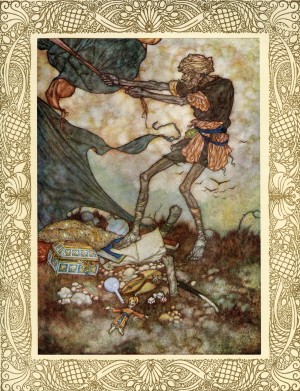 But that is but a Tent wherein may rest A Sultan to the realm of Death addrest; The Sultan rises, and the dark Ferrásh Strikes, and prepares it for another guest.  Illustration by Edmund Dulac from the Rubaiyat of Omar Khayyam, published 1909.