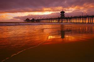 Huntington Beach At Sunset, California, Usa