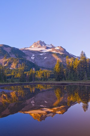 Oregon, United States Of America; Mt. Jefferson Reflected In A Lake In Jefferson Park