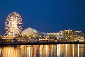 Amusement Park On Navy Pier At Dusk