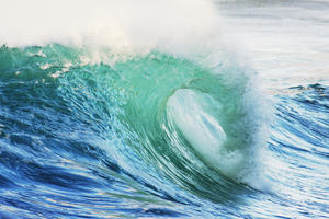 Hawaii, Oahu, Beautiful Wave Breaking.