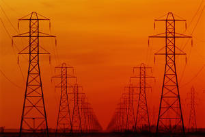 Hydro Power Lines And Towers, Glass, Manitoba