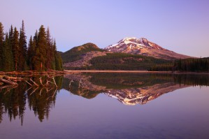 Sunrise Over Sparks Lake And South Sister In The Three Sisters Wilderness; Oregon, United States of America