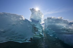 An Iceberg Floating On The Calm Waters Of Holkham Bay At The Entrance To Tracy Arm, Southeast Alaska, Autumn