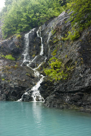 View Of Waterfalls In Passage Canal, Whittier, Southcentral Alaska, Summer