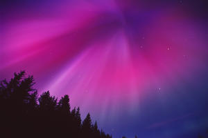 Aurora Corona Over Crow Creek Girdwood During Winter In Southcentral Alaska
