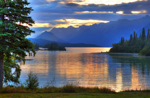 Sunrise On Lake Clark In Lake Clark National Park, Southcentral, Alaska, Hdr Image