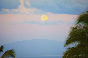 Sun glowing in the sky at sunset;Wailea maui hawaii united states of america