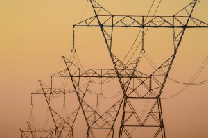 Electrical transmission towers at sunset;Ohio united states of america