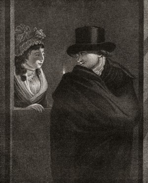 The Indecisive, after an engraving by L. B. Coclers, 18th century. From Illustrierte Sittengeschichte vom Mittelalter bis zur Gegenwart by Eduard Fuchs, published 1909.
