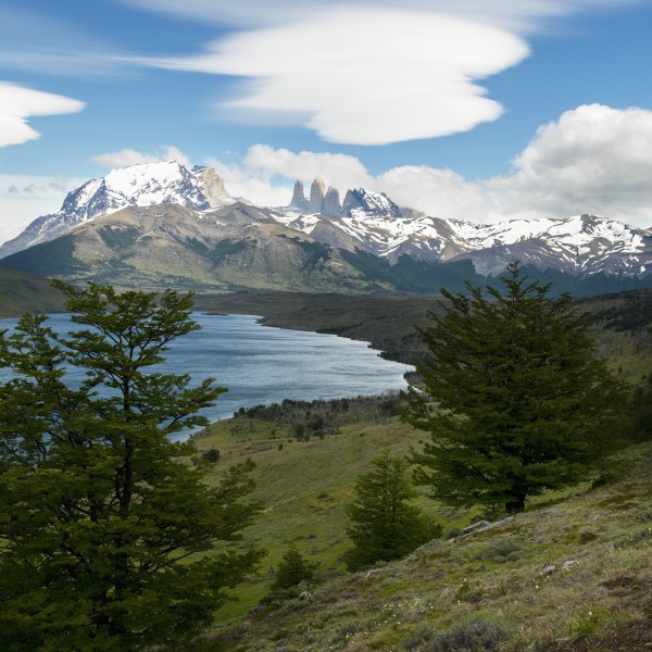 Torres del Paine National Park landscape; Torres del Paine, Magallanes and Antartica Chilena Region, Chile by PacificStock