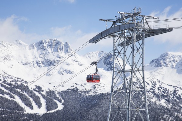 Peak 2 Peak gondola which runs between the high alpine of Whistler and Blackcomb Mountains; Whistler, British Columbia, Canada by PacificStock