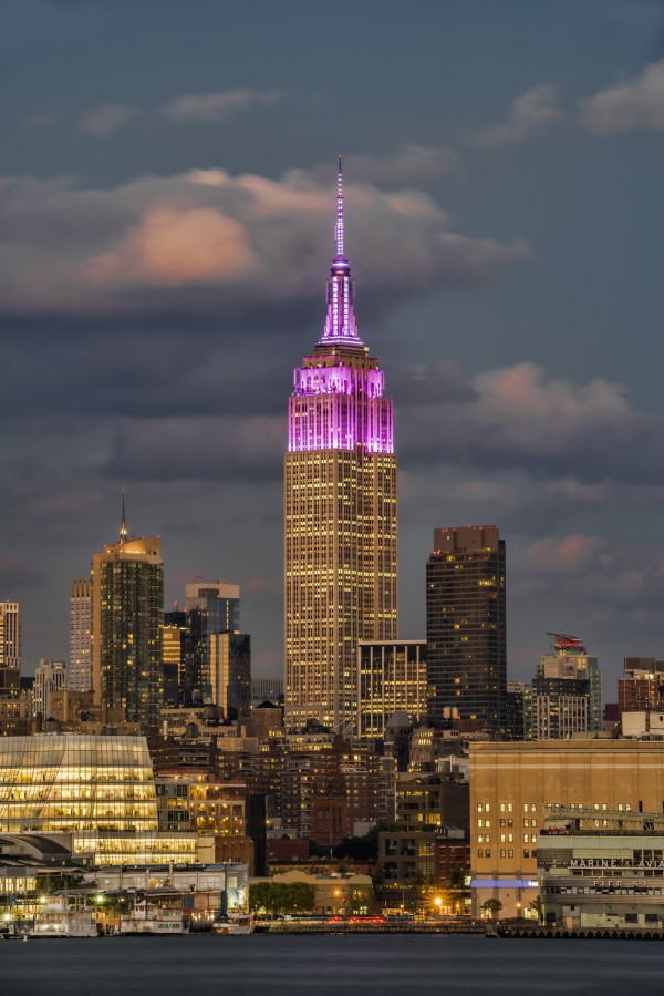Empire State Building at sunset, colour honouring the Cupus Foundation of America; New York City, New York, United States of America by PacificStock