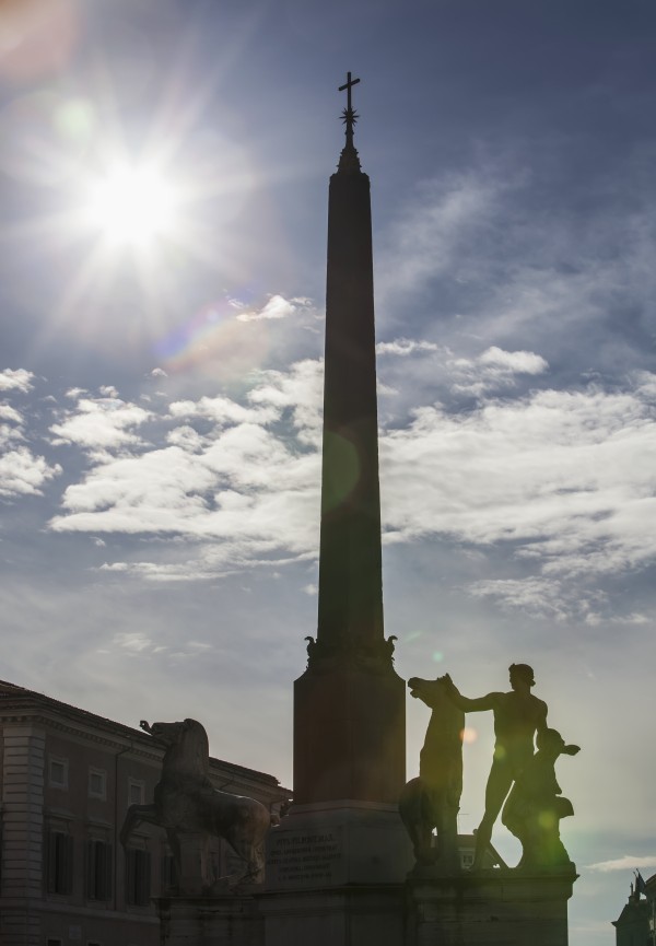 Fontana dei Dioscuri and obelisk in Palazzo del Quirinale; Rome, Italy Print