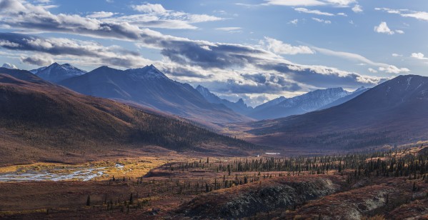 Scenic autumn view of mountains and colorful tundra in Tombstone Territorial Park, Yukon Territory, Canada by PacificStock