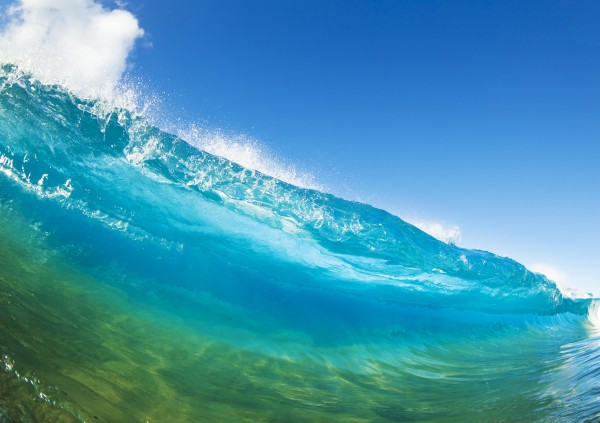 Blue Ocean Wave Print