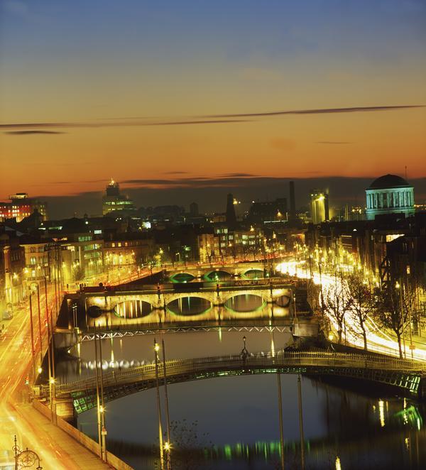 Dublin,Co Dublin,Ireland;View Of The River Liffey At Nighttime by PacificStock