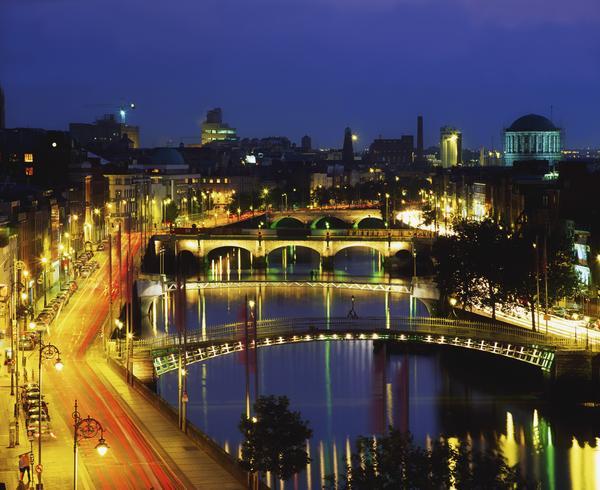 Dublin, Co Dublin, Ireland; View Of The River Liffey At Nighttime by PacificStock