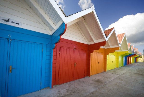 Colorful Beach Huts, Scarborough, England, Europe by PacificStock