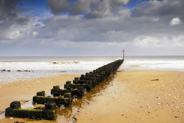 Jetty On Beach, Yorkshire, England by PacificStock