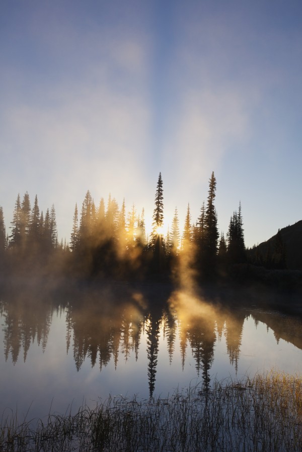Sunrise Reflected In Reflection Lake In Mt. Rainier National Park; Washington, United States Of America by PacificStock