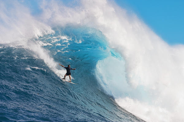 USA, Hawaii Islands, Maui, Surfer On Huge Wave; Peahi-Jaws by PacificStock