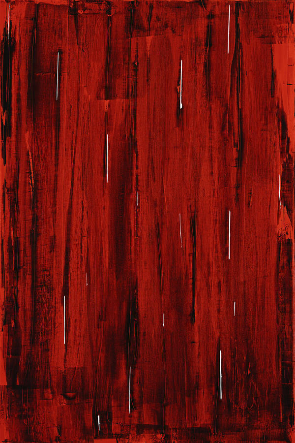 Rain, Abstract Painting In Red And Black (Acrylic Painting). by PacificStock