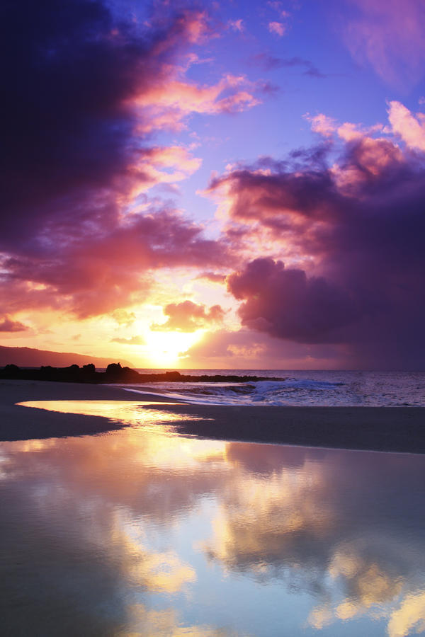 USA, Hawaii, Beautiful Sunset; Oahu by PacificStock