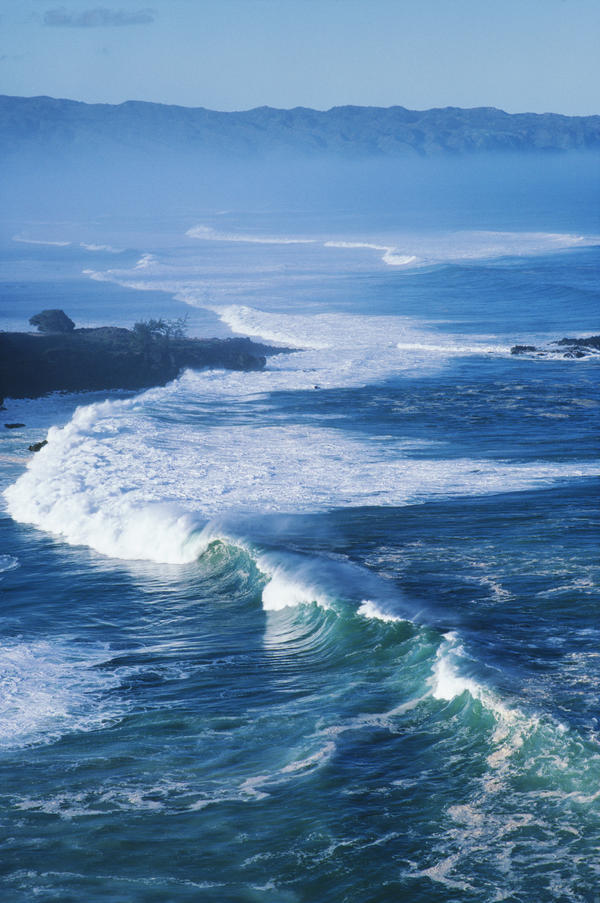 Hawaii, Oahu, North Shore, Waves At Waimea Bay. by PacificStock