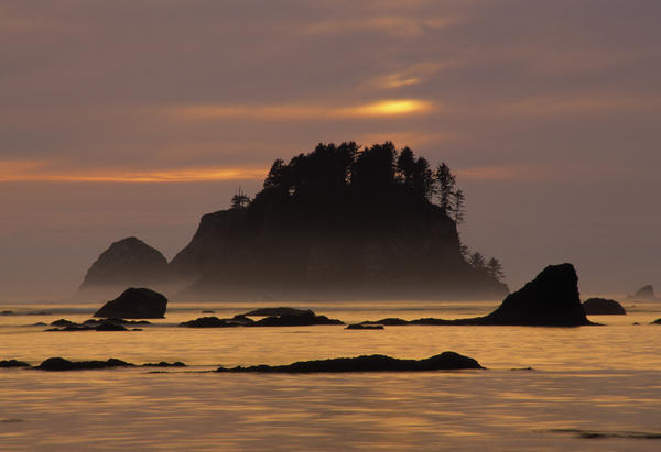 Sunset At Olympic National Park, Cape Alava, Washington State. by PacificStock