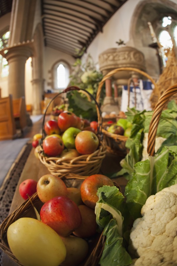 Fresh Food On Display On A Table For Harvest Festival; Kelso, Scottish Borders, Scotland by PacificStock