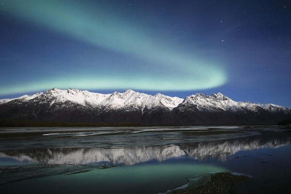 Northern Lights Over Chugach Mts & Knik River, Southcentral Alaska by PacificStock
